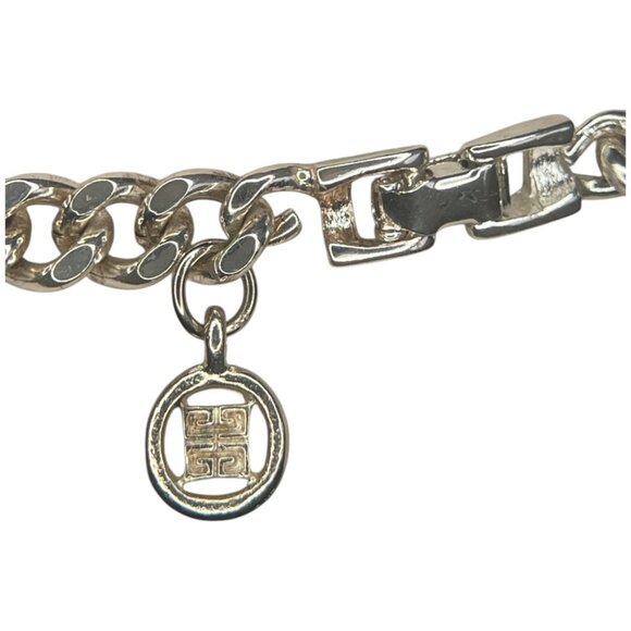 GIVENCHY VINTAGE SILVER TONE NECKLACE CHAIN FAUX AMBER 5/16 " X 16" - Picture 6 of 10